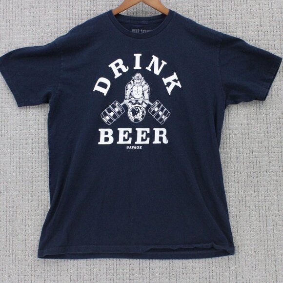 Beer Savage Shirt Mens XL Black Drink Beer Savage Gorilla Graphic Art Y2k - Picture 1 of 9